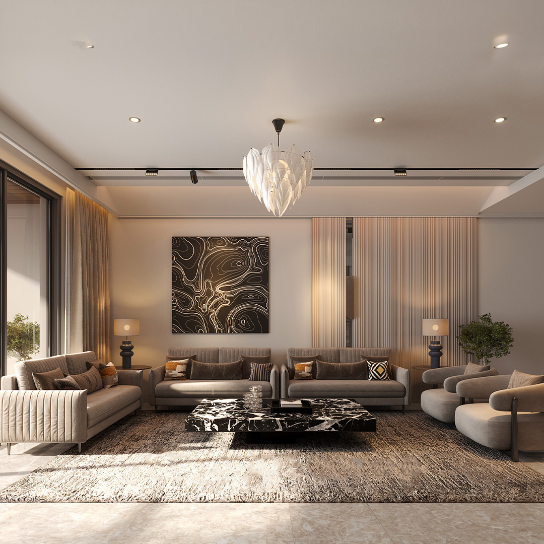 Open living flowing into private spaces
